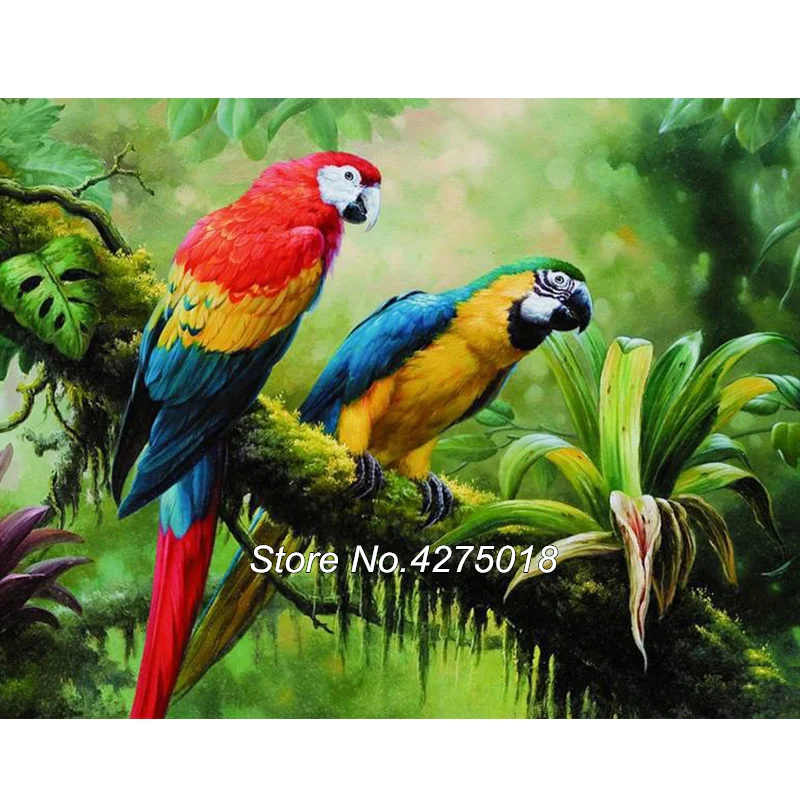 

Diy,5d,full,Diamond painting Cross Stitch Colorful Macaws in the Rainforest,Diamond Embroidery,Christmas gift,drill Mosaic YG439