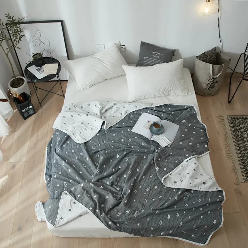 Pure cotton water washed cotton gauze jacquard stars leaf geometic