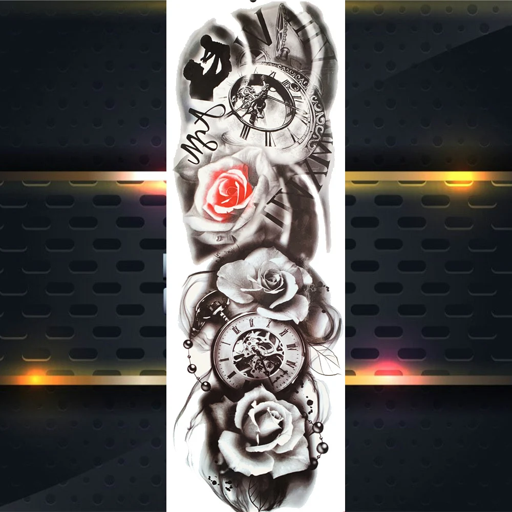 Сексуальный волк полный цветок рука временные татуировки наклейки для мужской боди-арт рукава татуировки Переводные картинки Девушки Женщины водонепроницаемые татуировки лисы ноги