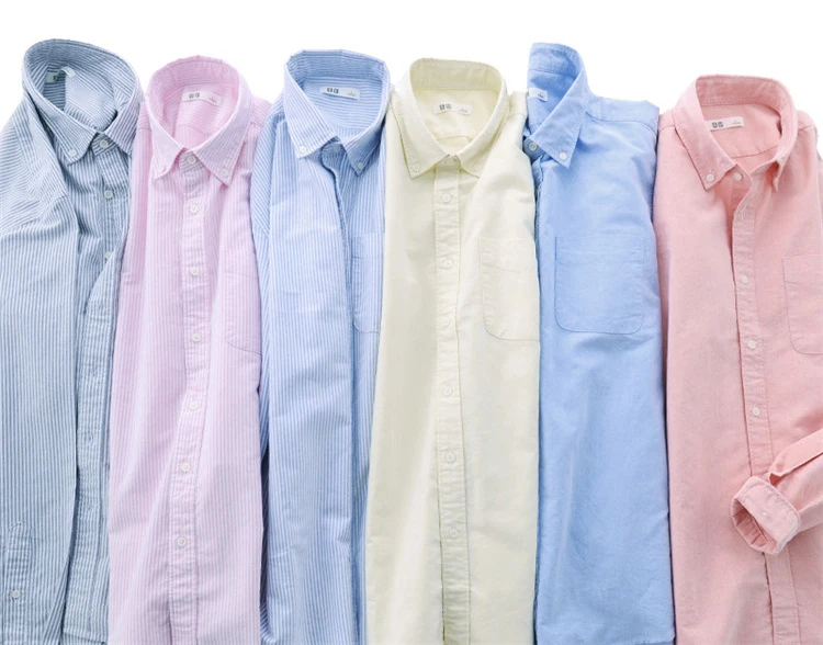 Демисезонный Для мужчин Сорочки выходные для мужчин, формальные Оксфорд Рубашки для мальчиков с длинным рукавом в полоску Рубашки для