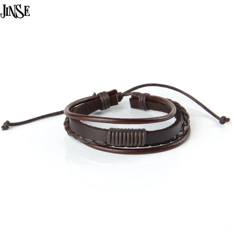 

JINSE Summer Fashion Simple Style Bracelet Leather Braided Chain Cuff Bracelet Wristband For CouplesJewelry 2pcs PSL075