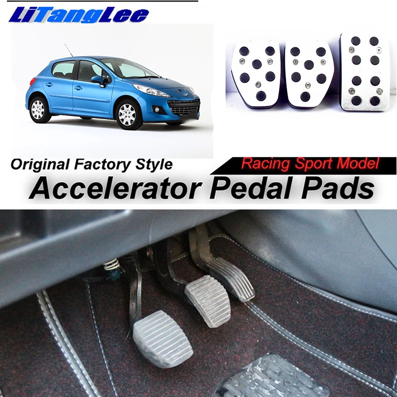 

LitangLee Car Accelerator Pedal Pad Cover Foot Throttle Pedal Cover Sport Racing Model For peugeot 207 207CC MT 2006~2018