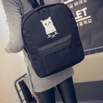

Casual Travel Bag Stationery Holder Cat Middle Finger Backpack Cartoon School Students Backpack