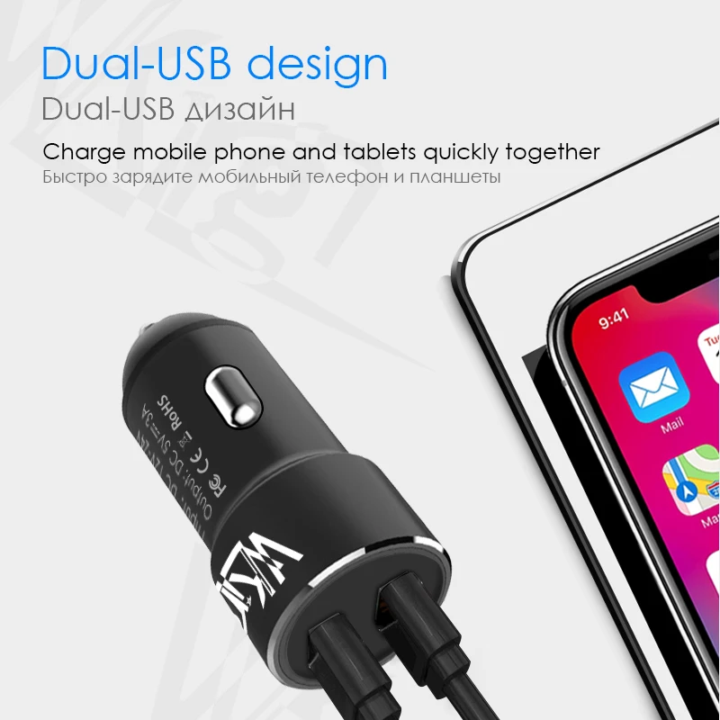 VVKing автомобильное зарядное устройство 5V 3.0A Max Dual USB быстрая зарядка для iPhone Xiaomi samsung huawei SONY Phone 2 порта USB металлическое автомобильное зарядное устройство