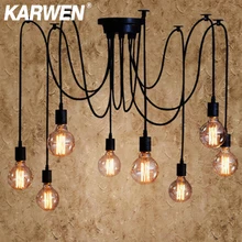 KARWEN Nordic Spinne Industrielle Anhänger Lampe E27 Loft Edison Industrie Hängenden lampen Länge 120cm 150cm 200cm Anhänger lichter