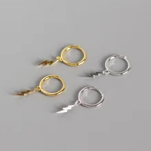 WTLTC Изящные висячие серьги-кольца с молниями для женщин, серьги Huggie в стиле панк, 925 пробы серебряные маленькие серьги унисекс