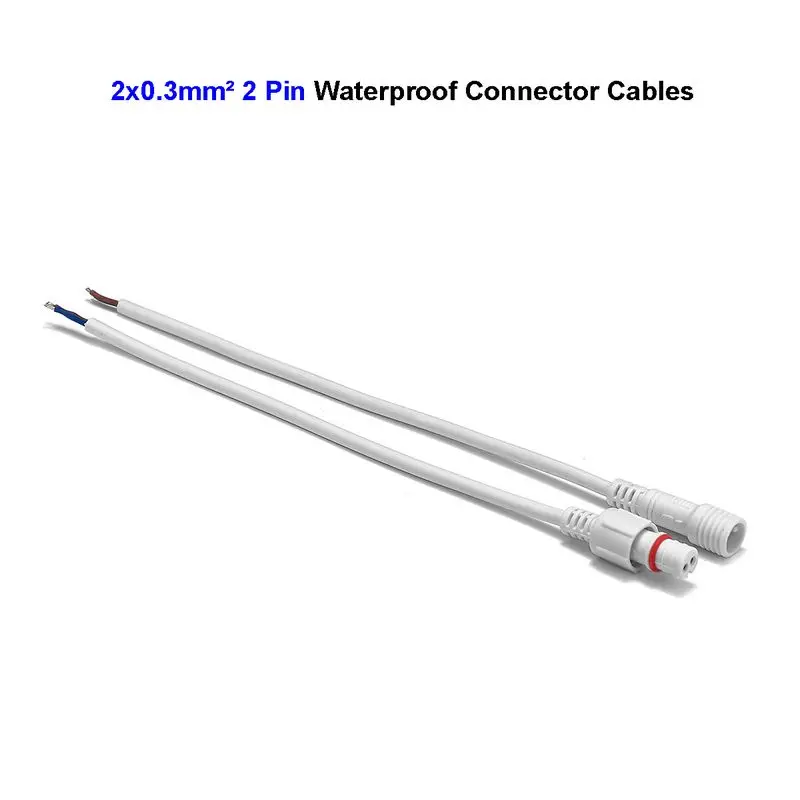 

2 Pin Male Female Waterproof Connector Cable 0.3mm Electric Wires For 5050 3528 LED Rigid Strip Landscape Light Battery Case