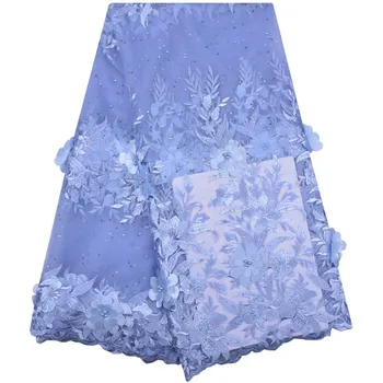 

New Arrival African Appliqued Tulle Lace Fabric Wholesale African Party Laces 2018 Popular 3D Beaded French Lace Fabric 1240
