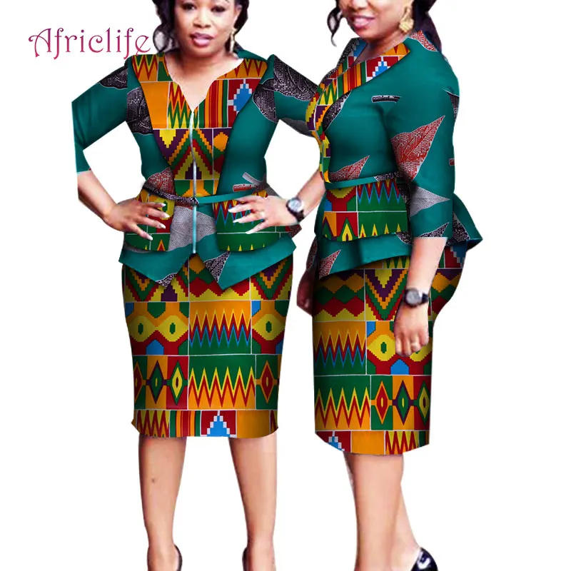 2019 модная аппликация 2 юбка из кусочков комплекты Базен Riche Африканский плюс Размеры топ с принтом и юбки для африканская одежда для женщин