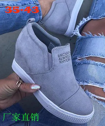 

Wish Amazon 2018 autumn winter European and American new pure muffin bottom casual shoes increase women's tide shoes