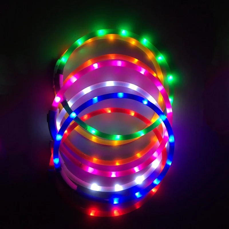 

USB Rechargeable Flashing Night Dog Collars Luminous Pet Collar LED Light USB Dog Collar Glowing Teddy Flash Collar Pet