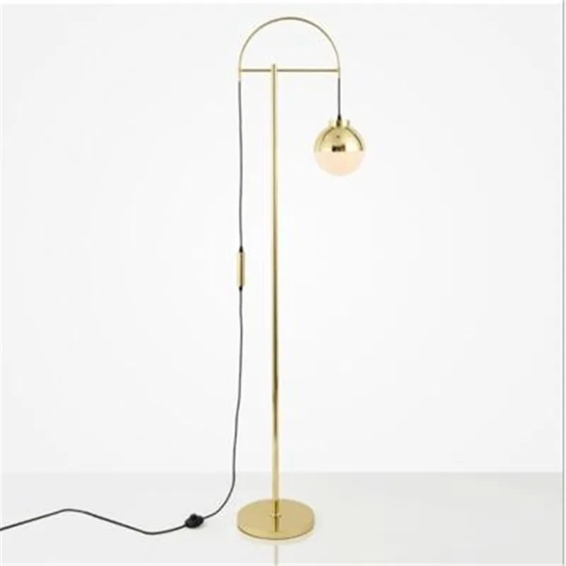 Post-modern Nordic Liftable Copper Metal Glass Ball Floor Lamp for Living Room Bedroom Study H 165cm 110/220V 2295 | Освещение