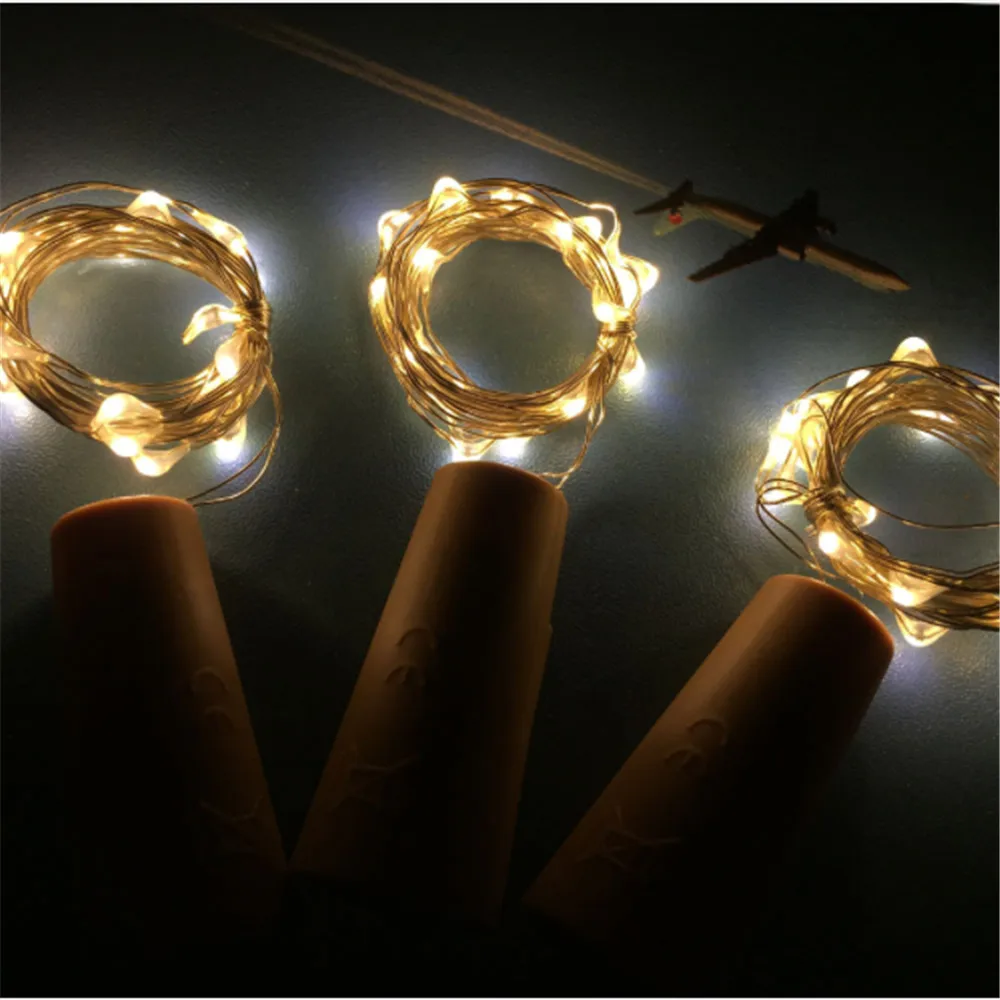 1m / 2m Silver Copper Wire LED String Light Bottle Stopper For Fairy Party Wedding Christmas Holiday Lighting Powered by Battery 1m / 2m Silver Copper Wire LED String Light Bottle Stopper For Fairy Party Wedding Christmas Holiday Lighting Powered by Battery