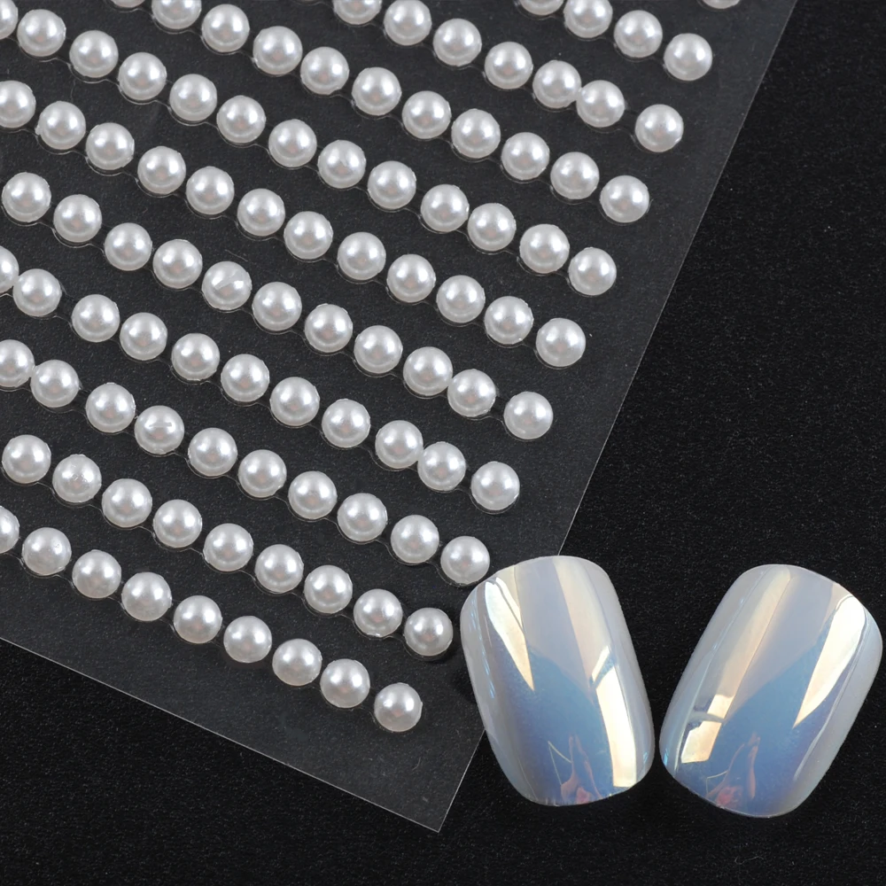 Round White Multipurpose Imitation Pearls Decal Self Adhesive Stickers Rhinestone 3/4/5/6mm Size Art Accessories Stickers