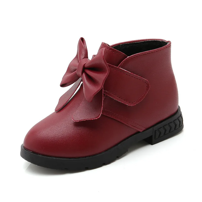 

JGVIKOTO Autumn Winter Rubber Boots For Girls Children Ankle Boots Warm Princess Sweet Kids Boots With Big Bow-knot 21-36 Cute