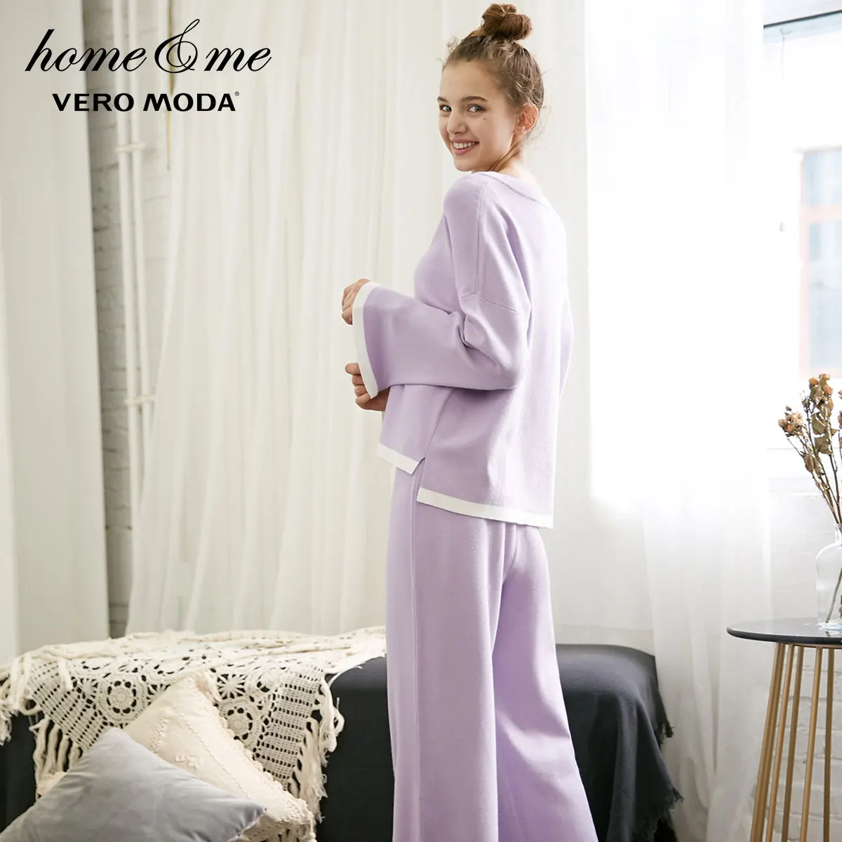 Tanie Vero Moda 2019 nowe dzianiny długie spodnie o kroju boot cut garnitur homewear | 3183K6504