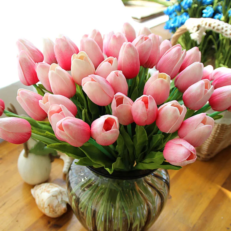 10 шт. тюльпаны Искусственные цветы Настоящее прикосновение PU искусственное украшение букет Тюльпан для дома свадебное украшение цветок