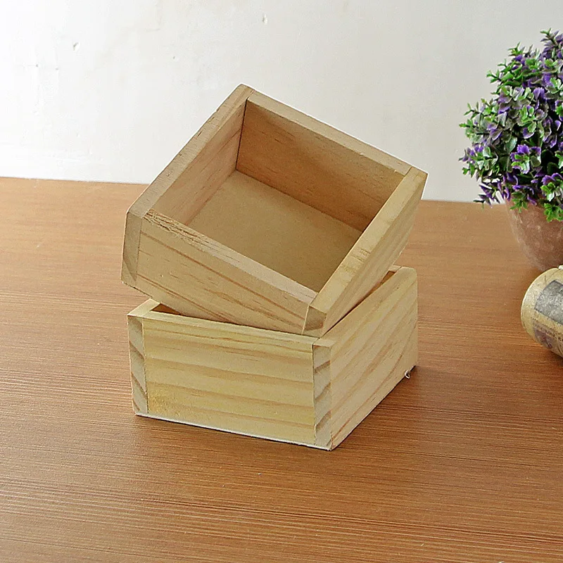 

Logs Wooden Desktop Storage Boxes Creative Horticulture Succulent Plants Flower Pots, Square Wooden Boxes