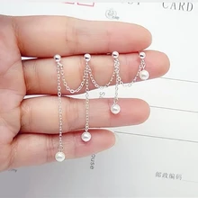 Новинка, 925 пробы, серебряные серьги, Мода 3/4, длинные серьги с кисточками, серьги, индивидуальный дизайн, женские серебряные серьги, ювелирное изделие