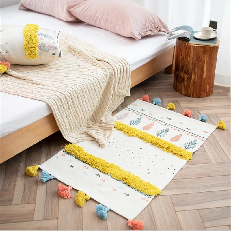 Soft Nordic Style Cotton Carpets For Living Room Bedroom Kid Room Rugs Home Carpet Floor Door Mat Decorate House Table Area Rug