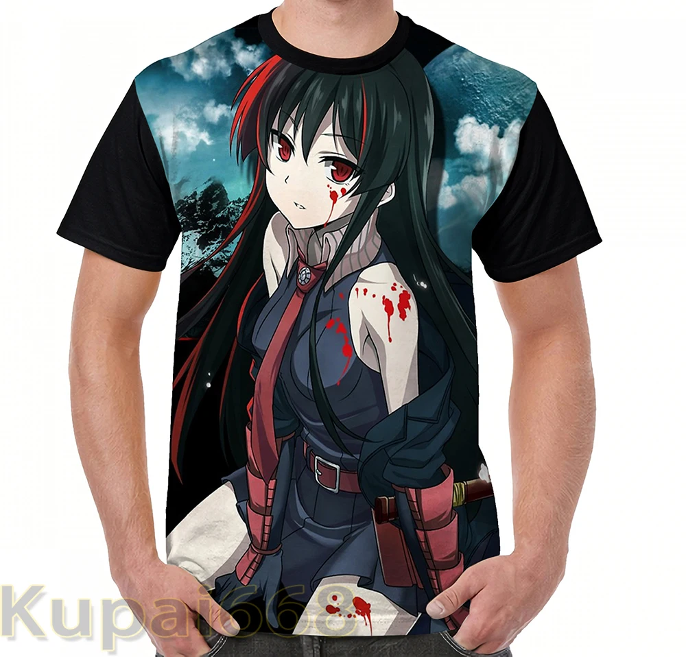 Забавная футболка с графическим принтом мужские топы футболки AKAME GA KILL ESDEATH TATSUMI