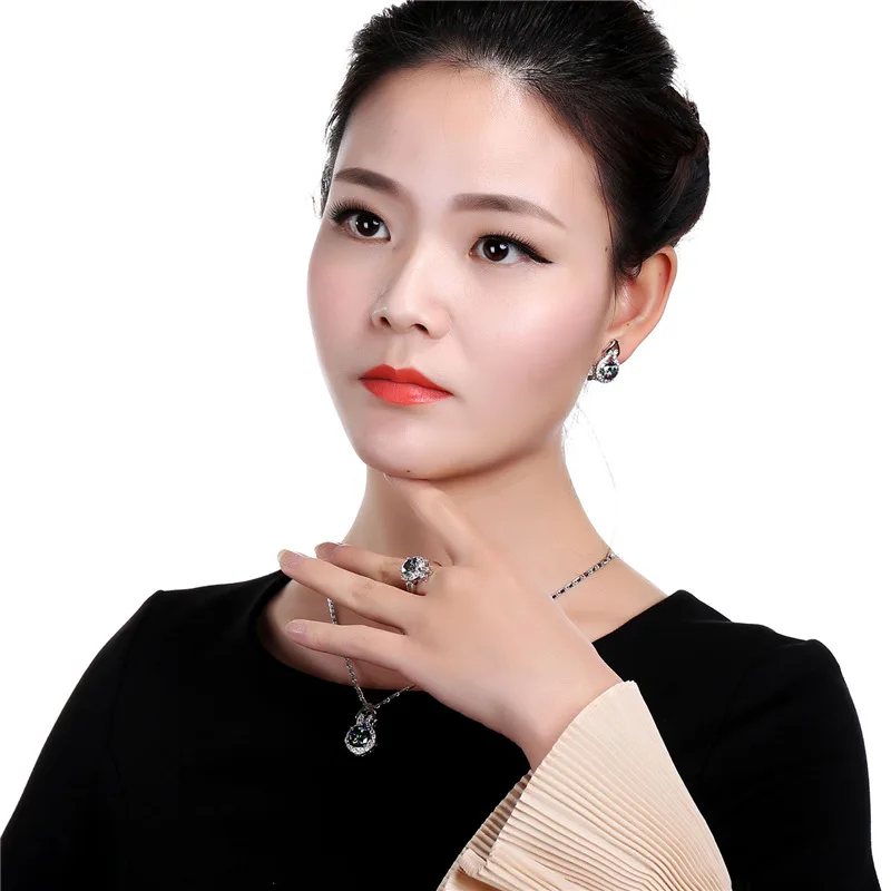 Женский Свадебный комплект из колье серёг и кольца|necklace set|bridal jewelry setswholesale bridal sets |