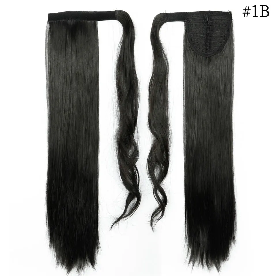 natural black SNOILITE, длинные прямые волосы на заколках, хвост, накладные волосы, конский хвост, шиньон с заколками, синтетические волосы, хвост пони, наращивание волос - Цвет: natural black