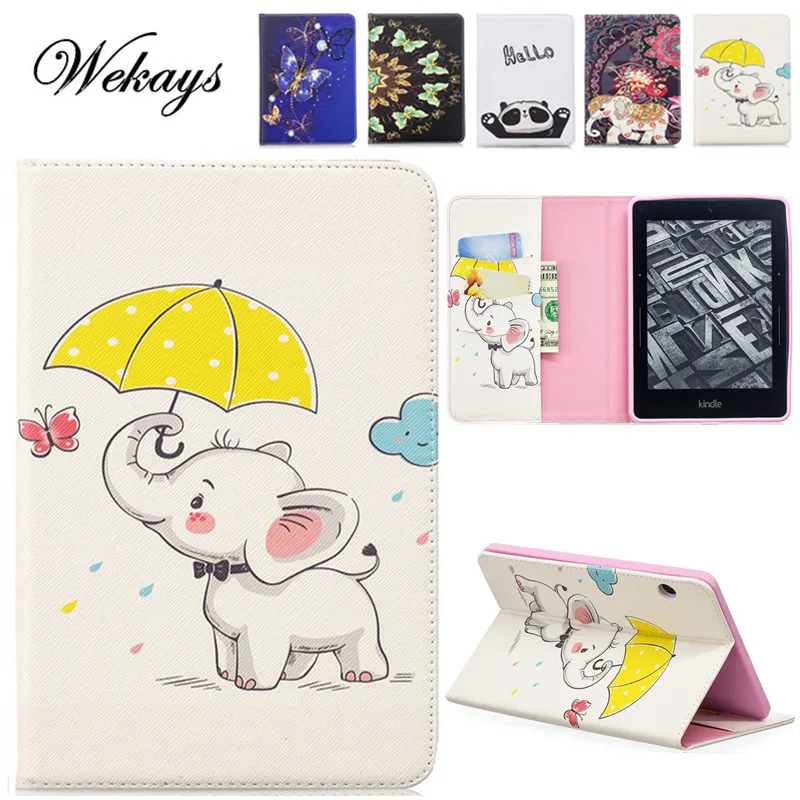 Wekays For Amazon Voyage 6.0 inch Cute Cartoon Butterfly Leather Flip Funda Case For Amazon Kindle Voyage 6.0 Tablet Cover Cases