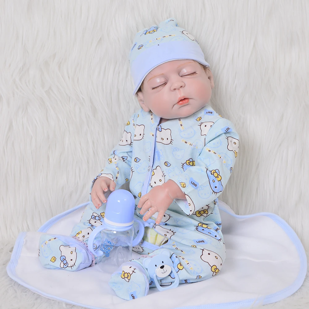 

Fashion 23 Inch Newborn Dolls Boy Full Body Vinyl Silicone Reborn Dolls Babies Close Eyes Real Like Sleeping Kids Birthday Gift