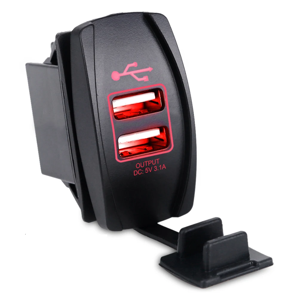 Адаптер питания с двумя USB разъемами 12 24 В 3 1 А для автомобильного мотоцикла