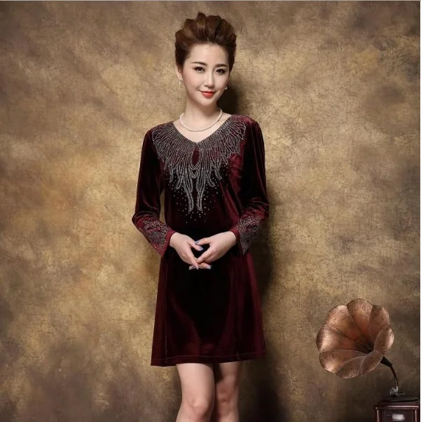 Модное Элегантное платье для свадебной вечеринки Vestido De Festa Осеннее бархатное с