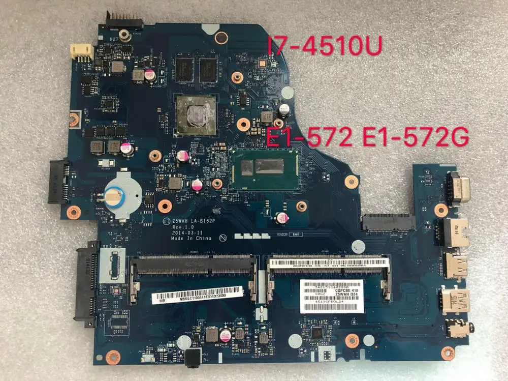 buy  Z5WAH LA-B162P NBMLC11005 NB. I7-4510U E1-572 E1-572G MLC11.005 Para Acer ASPIRE laptop motherboard