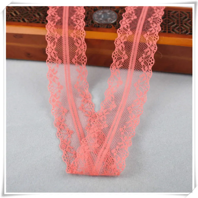 10yards african lace fabric White lace Ribbon3.8CM DIY french lace fabric embroidery net holiday decorations clothing lace Trims - Цвет: Watermelon Red