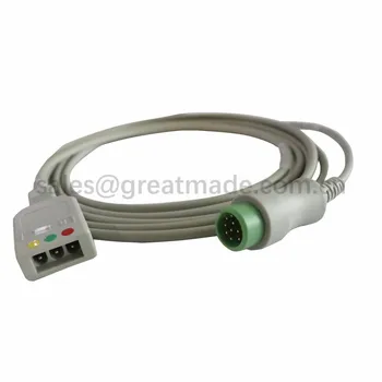 

Compatible Mindray 12pin Green connector IEC/AHA included 3-Lead Trunk cable