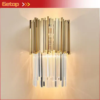 

Creative Post-modern Crystal Wall Lamp for Bar Living Room Bedroom Bedside Aisle Staircase Entrance Wall Lamp E14 LED Bulb