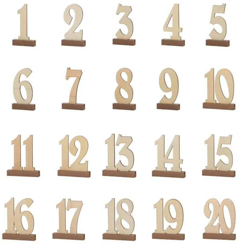 Retro Wood Table Number 1 20 Set Classic Rustic Wedding Event Prom 