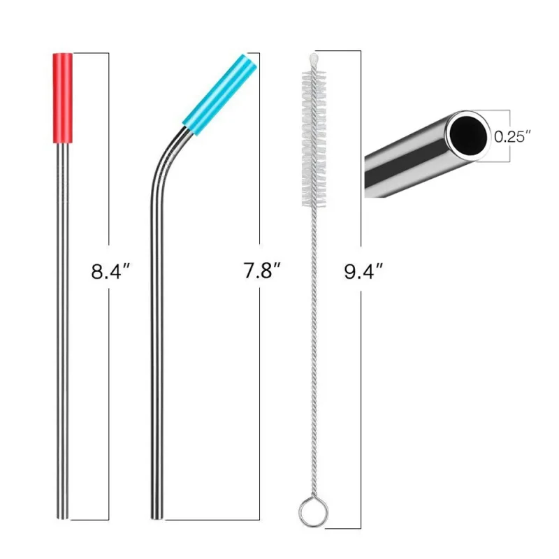 Набор соломинки из нержавеющей стали с чистящей щеткой и силиконовые чехлы чашки для питья кружка для путешествий расширенные соломинки для толстых напитков молоко
