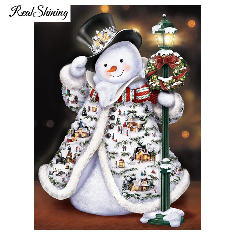 

REALSHINING 5D Full Square Diamond Painting Hat Snowman Mosaic Picture Of Rhinestone Diamond Embroidery Home Decor FS210