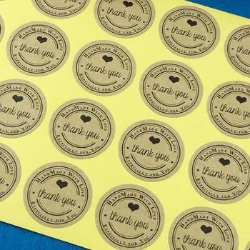 

3cm Kraft Sticker Labels "thank you" Label & Packaging stickers Scrapbook Sealing Handmade Paper Stickers Self-adhesive Sealing