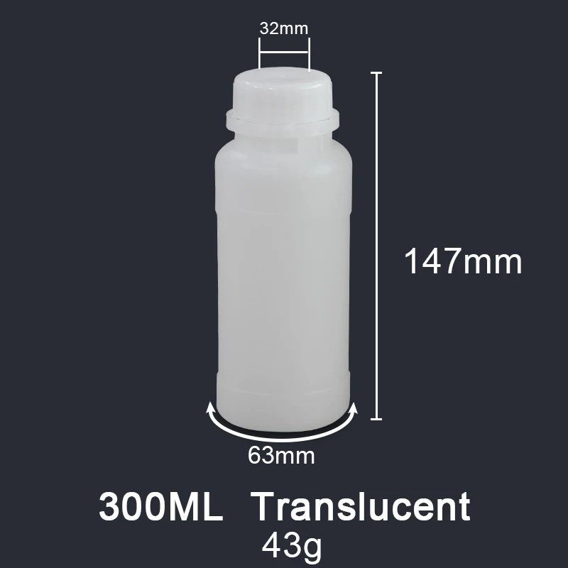 Пищевые пластиковые бутылки, банки для хранения жидких химических образцов, многоразовые бутылки для жидкого образца/эссенции/концентрата цвета - Цвет: 300ml-Translucent