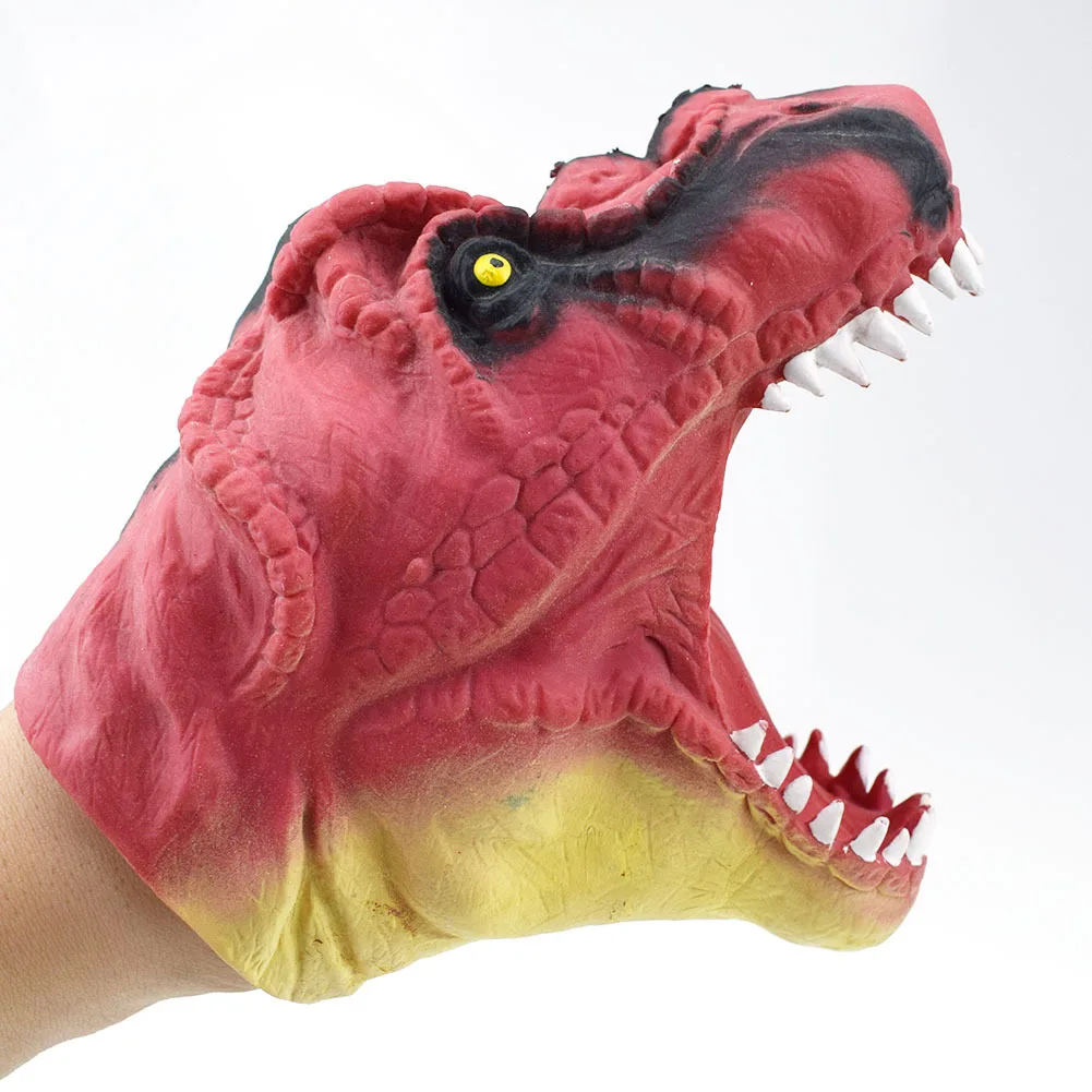 10 шт./партия, красная мягкая кукла-перчатка с головой динозавра TPR, модель игрушки для кукольный театр, детская игрушка, рождественский