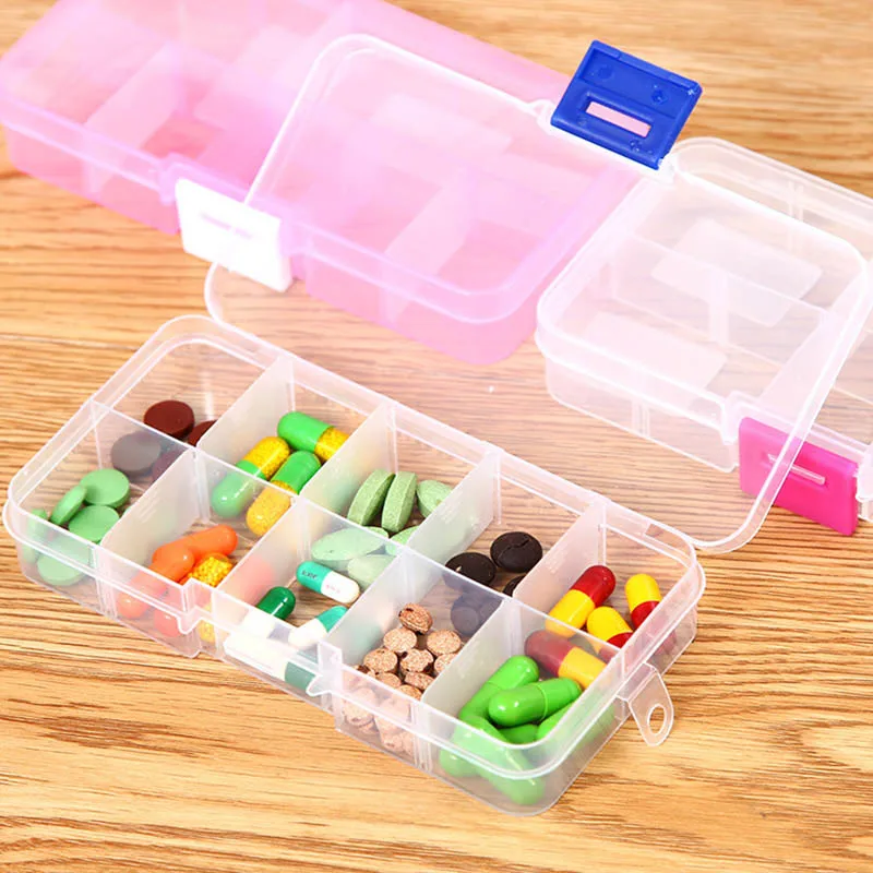 

10 Grids Jewelry Box Beads Pills Nail Art Tips Storage Box Case Cosmetic Container Makeup Organizer Detachable plastic box