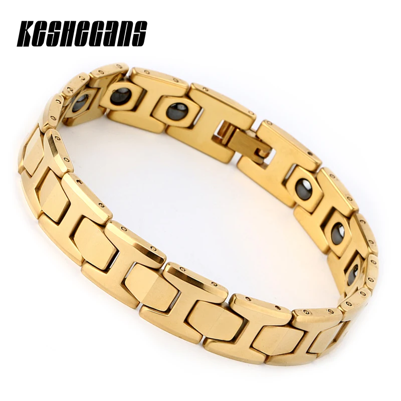 Вольфрамовый Энергетический Браслет для здоровья, модный дизайн для женщин и мужчин, гематит, магнитный браслет для здоровья, ювелирные изделия, золотой цвет для подарков