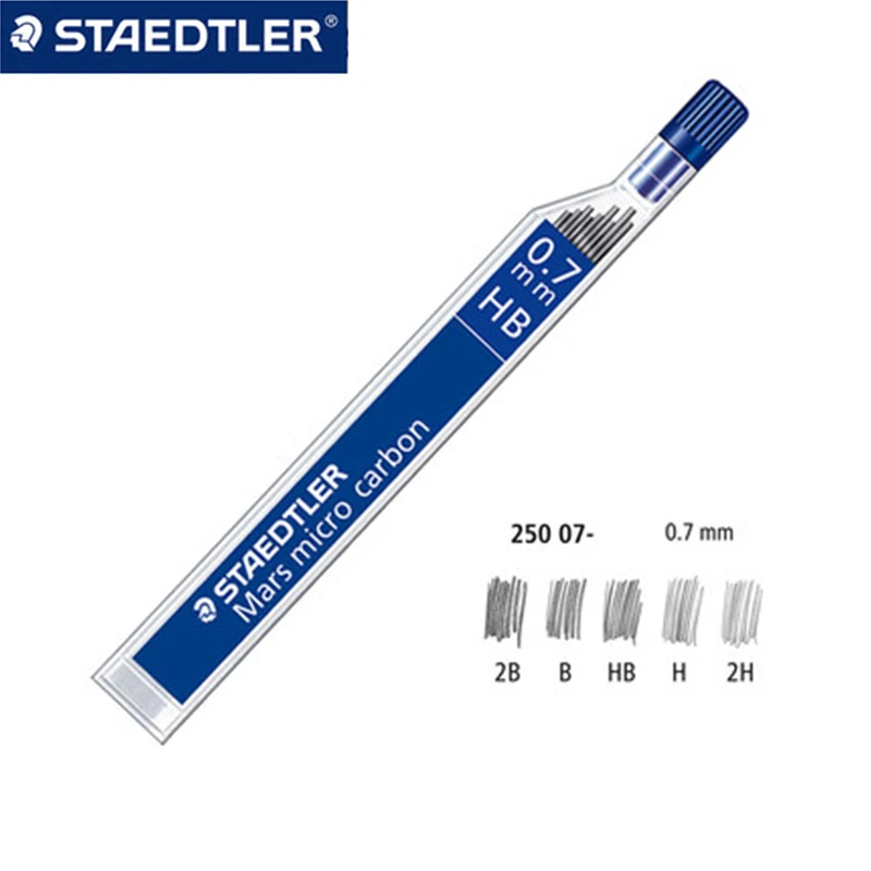 Staedtler 250 механический карандашные грифели 5 трубок пакеты для 2B/HB 0,3/0,5/0,7/0,9/1,3 мм офисные и школьные канцелярские принадлежности