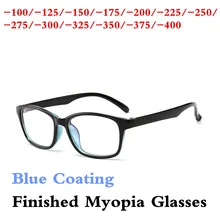 Ультралегкие очки синего и черного цвета, оправа для умников, мужские линзы для близорукости, анти-синие близорукие очки-1,0-1,25-1,5-1,75-2,0~-4,0