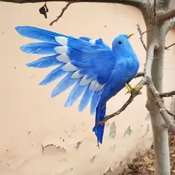 Настоящая жизнь игрушка птица синие перья птица около 22x30 см раскрытие крыльев птицы домашнее украшение сада игрушка подарок h1872