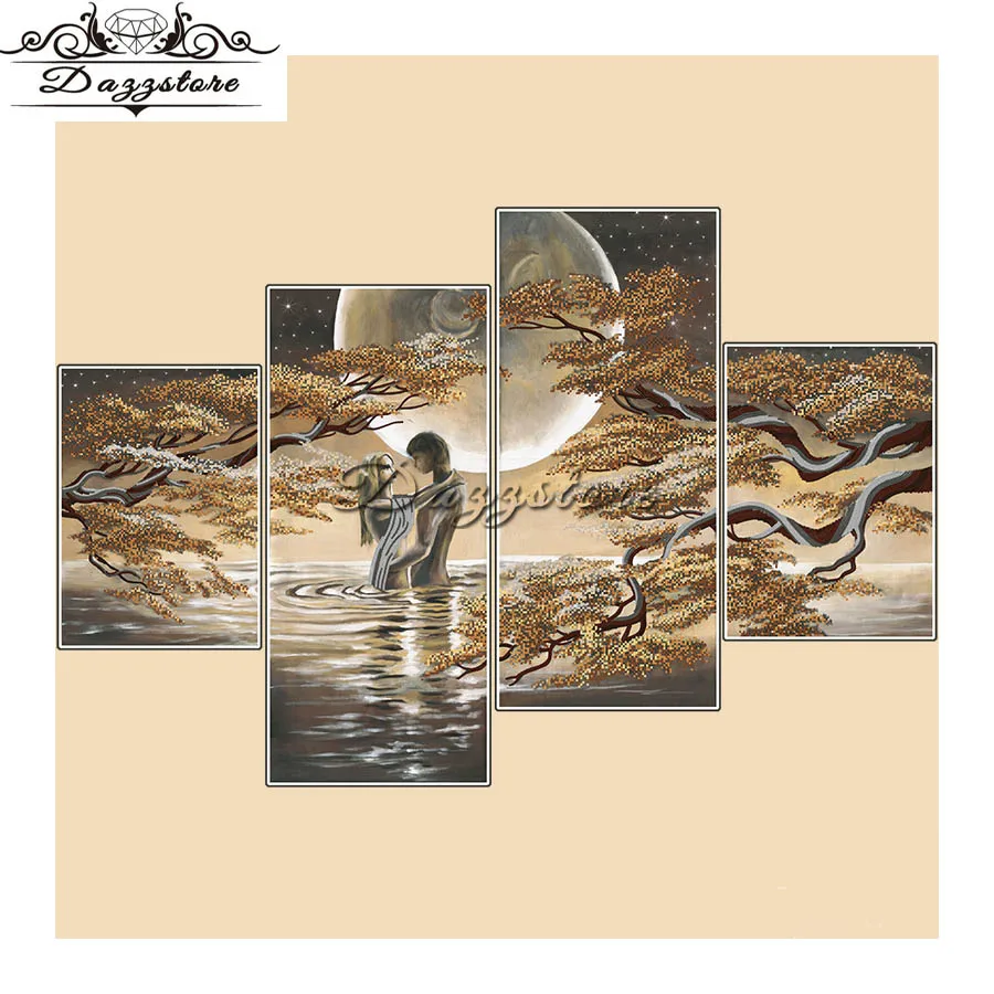 

4PCS DIY diamond mosaic romantic lover diamond painting cross stitch kits 3d diamond embroidery crafts neendlework home decor