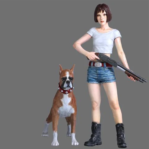 

1/24 Resin Figure Model Gunman Hunting Dog Game R20