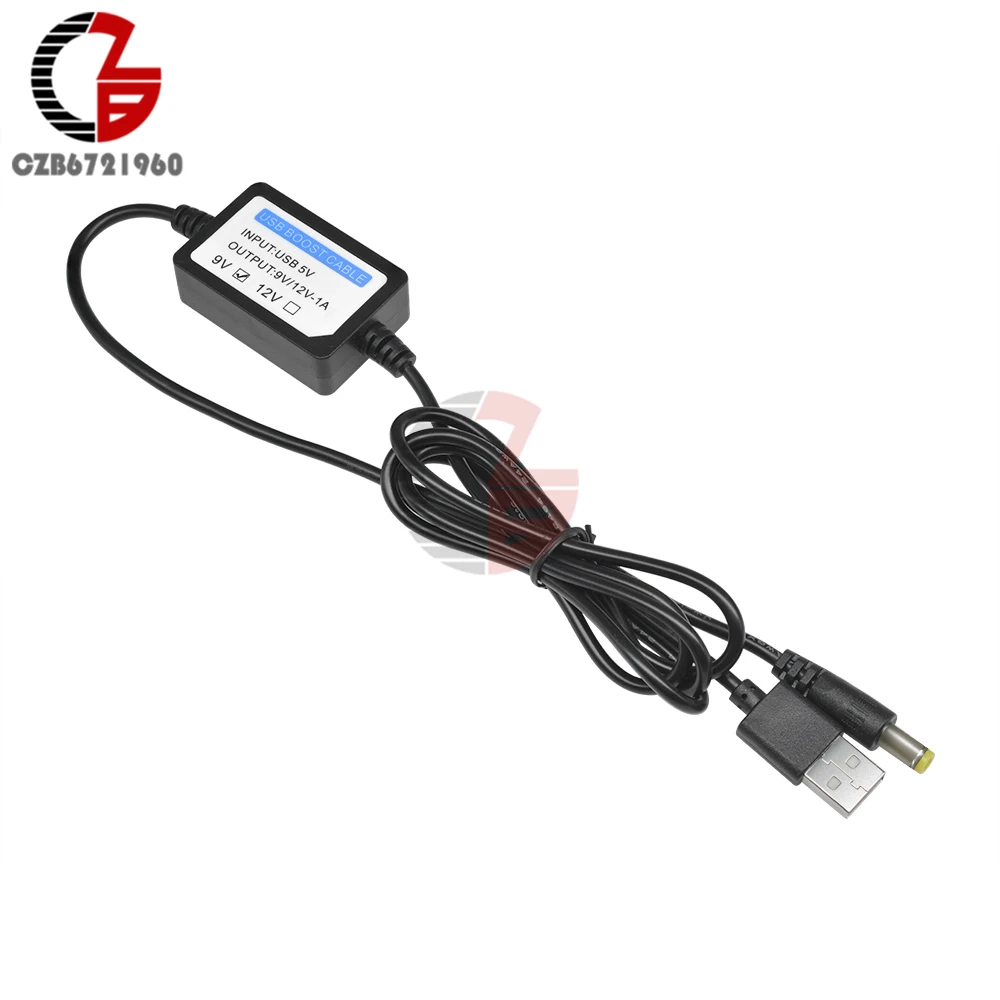 DC-DC, 5 В до 9 в 12 в 1 А, повышающий USB кабель, усилитель линии, адаптер преобразователя питания, USB шнур постоянного тока, Разъем 5,5x2,1 мм для внешнего аккумулятора