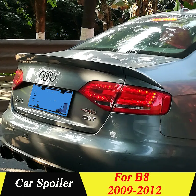 

For Audi A4 B8 2009 2010 2011 2012 Rear Spoiler 3Pcs/Set PU Material Primer Color Car Tail Wing Decoration Trunk Spoiler